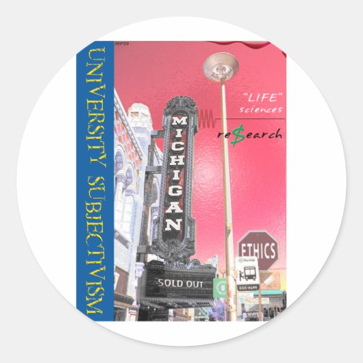 Universitair subjectivisme ronde sticker (Voorkant)