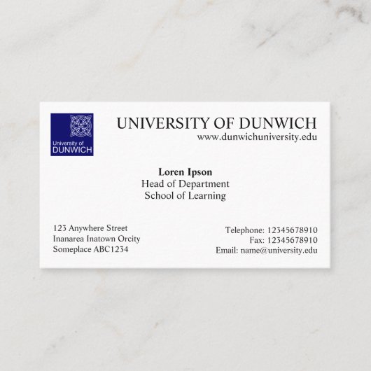 Universitaire stijl v4 visitekaartje (Voorkant)