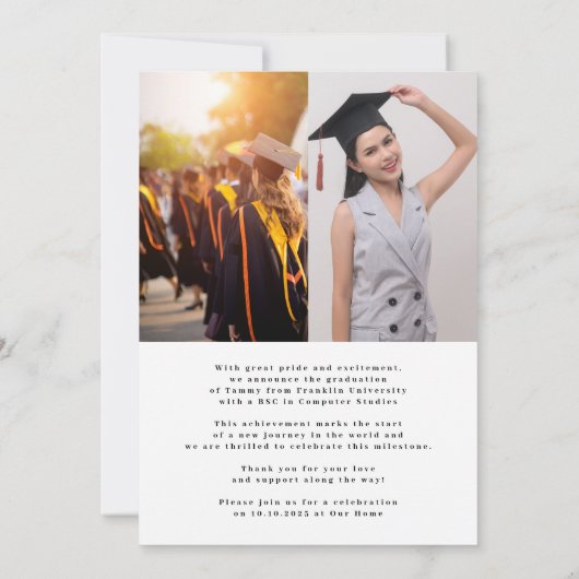 Universiteit 3 Vierkant Foto Afstuderen AFSTUDEREN Aankondiging (Achterkant)