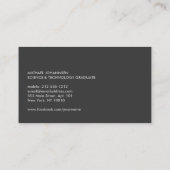 UNIVERSITEIT / COLLEGE STUDENT DONKER GRIJS CONTACTKAARTJE (Achterkant)