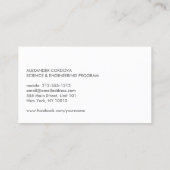 UNIVERSITEIT/HOGESCHOOL STUDENT DK GRAY Visitekaar Contactkaartje (Achterkant)