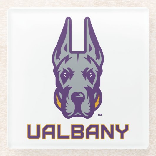 Universiteit van Albany Great Danes Glazen Onderzetter (Voorkant)