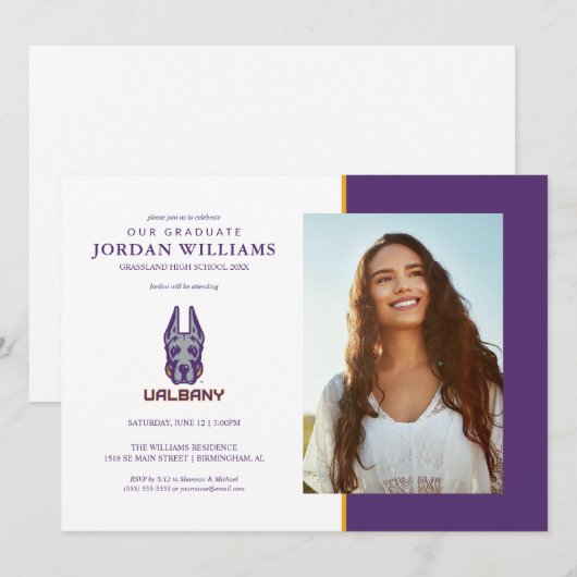 Universiteit van Albany Great Danes Kaart (Voorkant / Achterkant)