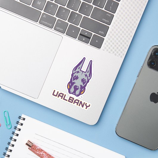 Universiteit van Albany Great Danes Sticker (Laptop met iPhone)