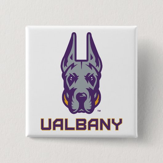 Universiteit van Albany Great Danes Vierkante Button 5,1 Cm (Voorkant)