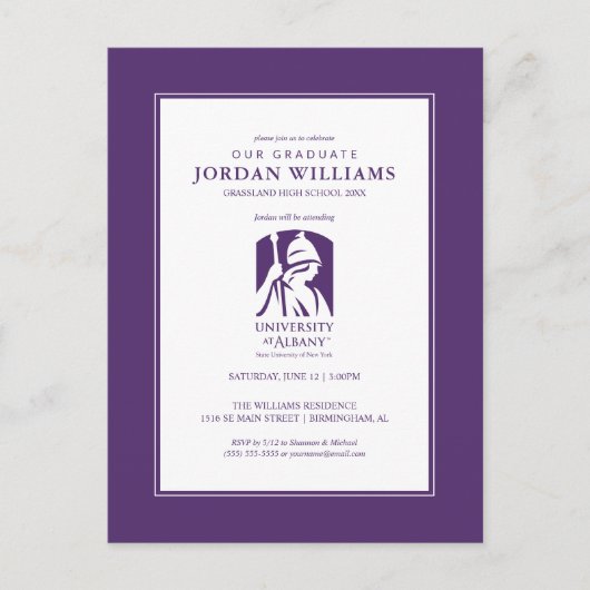 Universiteit van Albany Iconisch Logo Aankondigingskaart (Voorkant)