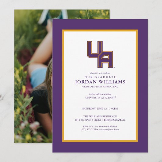 Universiteit van Albany Initialen Logo Aankondiging (Voorkant / Achterkant)