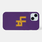 Universiteit van Albany Initialen Logo iPhone 15 Case (Achterkant horizontaal)