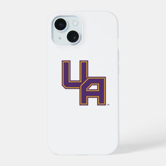 Universiteit van Albany Initialen Logo iPhone 15 Case (Achterkant)