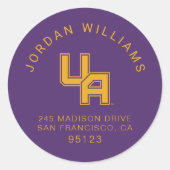 Universiteit van Albany Initialen Logo Ronde Sticker (Voorkant)