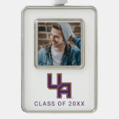 Universiteit van Albany Initialen Logo Verzilverd Omlijst Ornament (Voorkant)