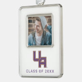 Universiteit van Albany Initialen Logo Verzilverd Omlijst Ornament (Links)