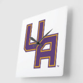 Universiteit van Albany Initialen Logo Vierkante Klok (Hoek)