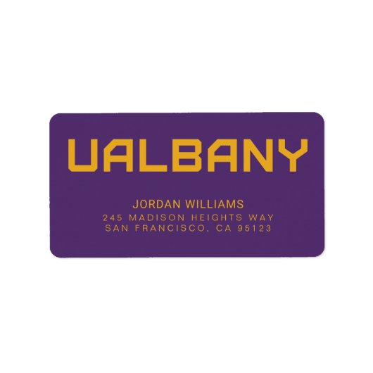 Universiteit van Albany Wordmark Etiket (Voorkant)