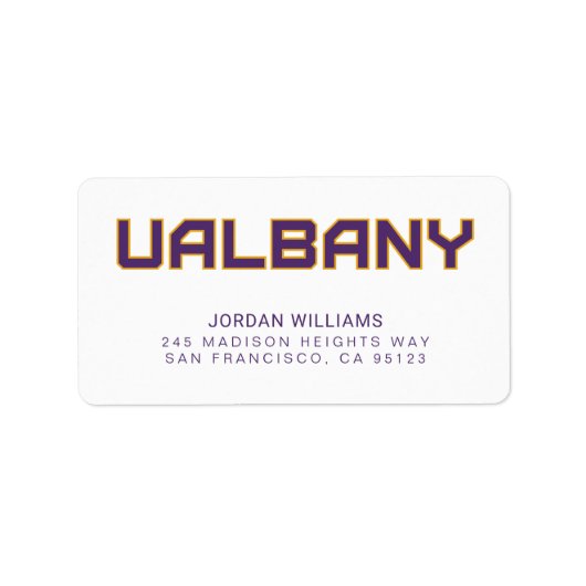 Universiteit van Albany Wordmark Etiket (Voorkant)