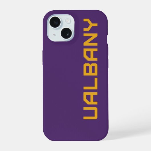 Universiteit van Albany Wordmark iPhone 15 Case (Achterkant)