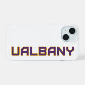 Universiteit van Albany Wordmark iPhone 15 Case (Achterkant horizontaal)