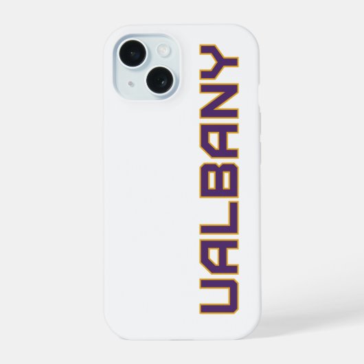 Universiteit van Albany Wordmark iPhone 15 Case (Achterkant)