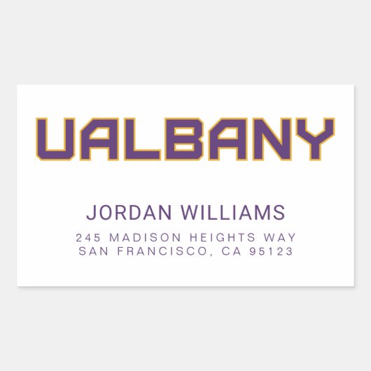 Universiteit van Albany Wordmark Rechthoekige Sticker (Voorkant)