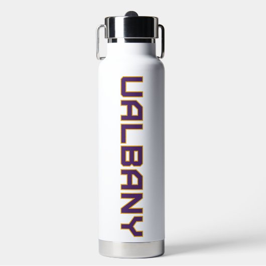 Universiteit van Albany Wordmark Waterfles (Voorkant)