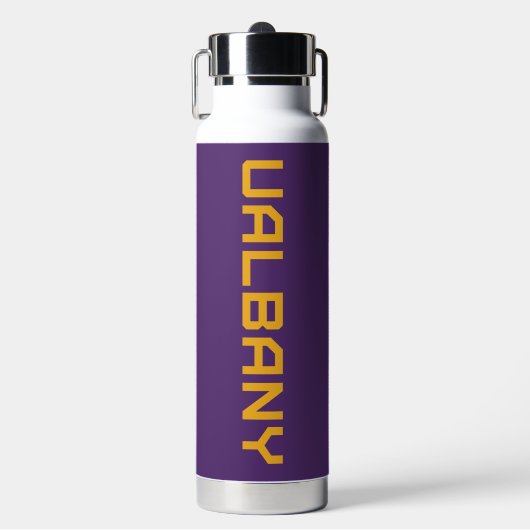 Universiteit van Albany Wordmark Waterfles (Voorkant)