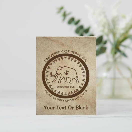 Universiteit van Beringia Mammoth Briefkaart (Staand voorkant)