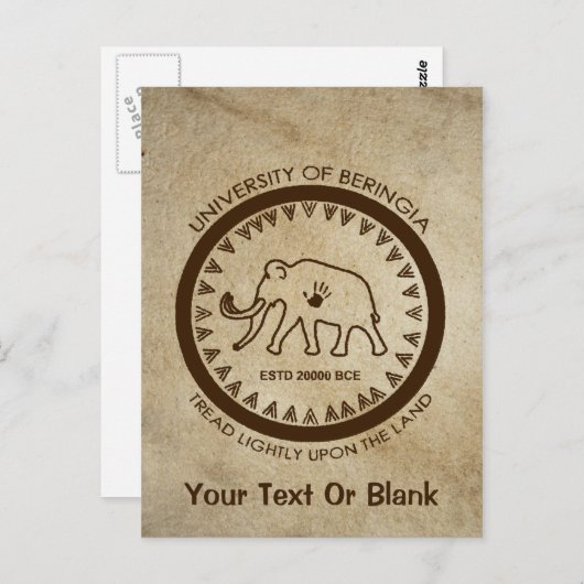 Universiteit van Beringia Mammoth Briefkaart (Voorkant / Achterkant)