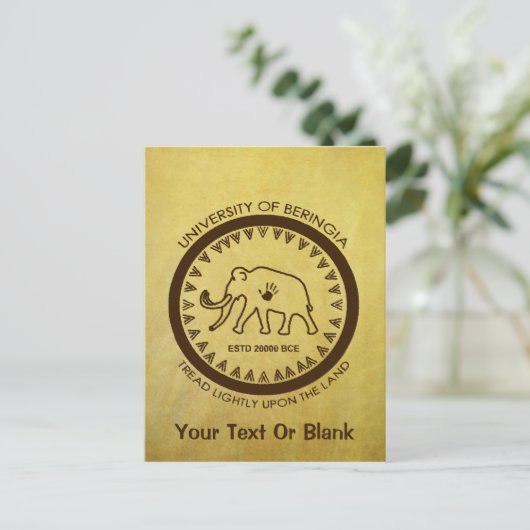 Universiteit van Beringia Mammoth Briefkaart (Staand voorkant)