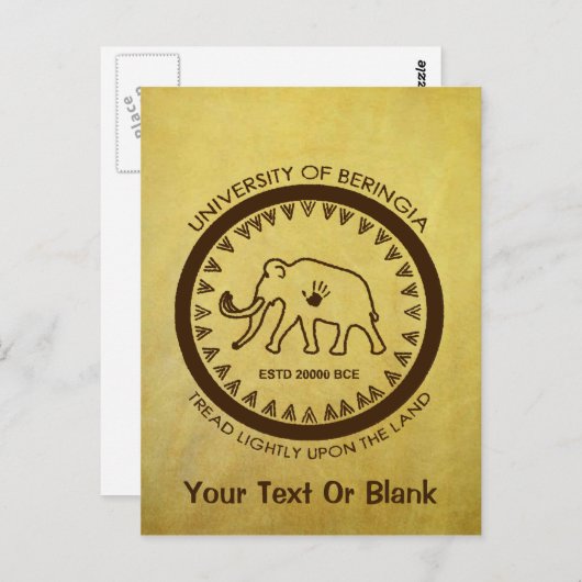 Universiteit van Beringia Mammoth Briefkaart (Voorkant / Achterkant)