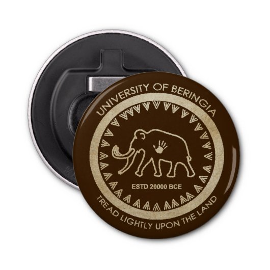 Universiteit van Beringia Mammoth Button Flesopener (Voorkant)