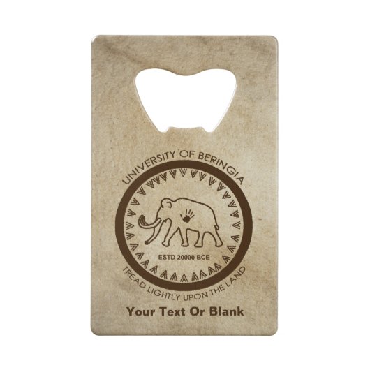 Universiteit van Beringia Mammoth Creditkaart Flessenopener (Achterkant)