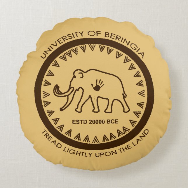 Universiteit van Beringia Mammoth Rond Kussen (Voorkant)
