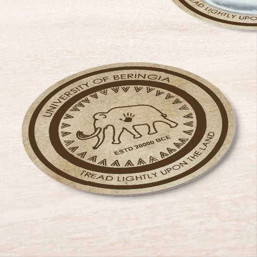 Universiteit van Beringia Mammoth Seal Ronde Kartonnen Onderzetter (Gebogen)