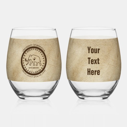 Universiteit van Beringia Mammoth Seal Wijnglas Zonder Voet (Voorkant)