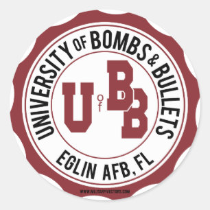 Universiteit van Bombs en Bullets Eglin Ronde Sticker