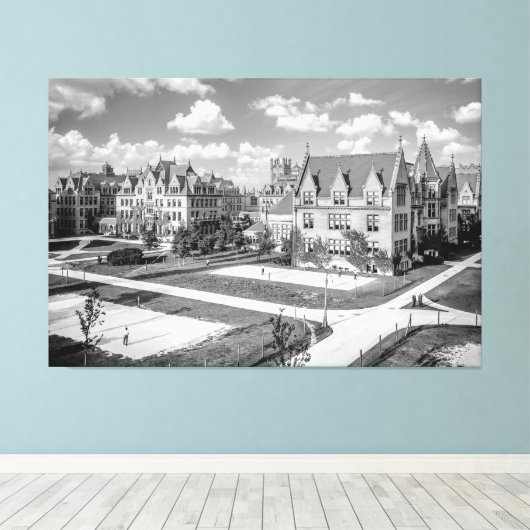 Universiteit van CHICAGO Campus 1907 Canvas Afdruk (Insitu (Houten vloer))
