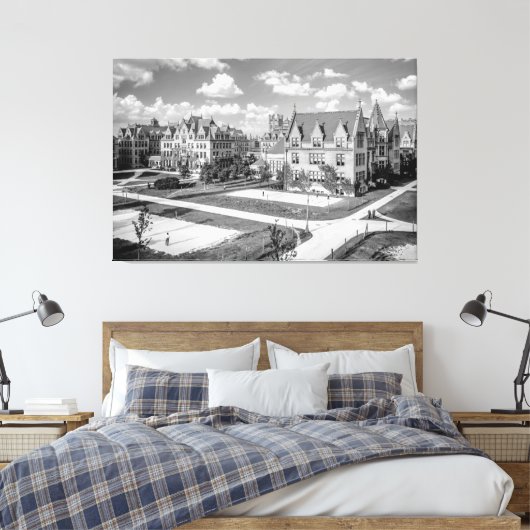 Universiteit van CHICAGO Campus 1907 Canvas Afdruk (Insitu (Slaapkamer))