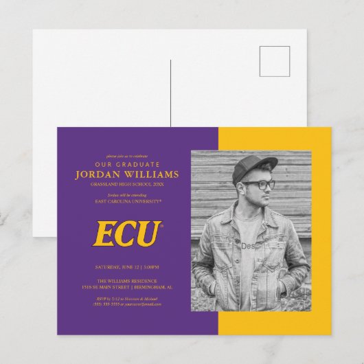 Universiteit van East Carolina | ECU LOGO Aankondigingskaart (Voorkant / Achterkant)