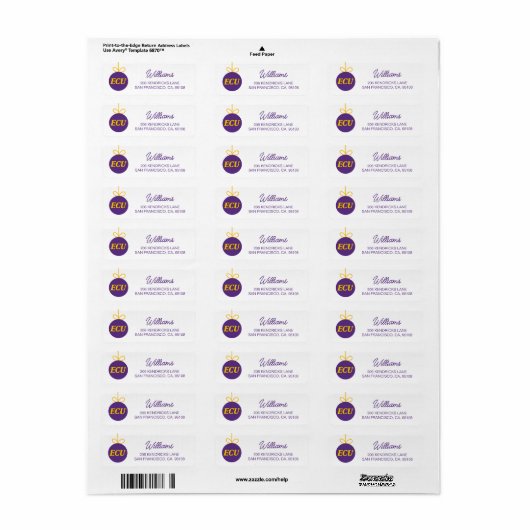 Universiteit van East Carolina | ECU LOGO Etiket (Full Sheet)