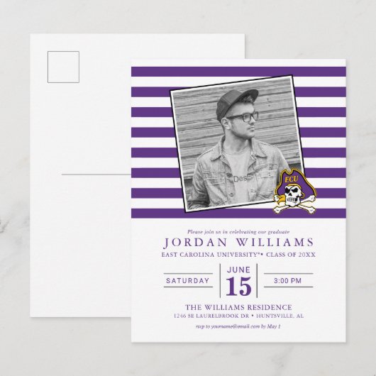 Universiteit van East Carolina | ECU Piraten Aankondigingskaart (Voorkant / Achterkant)