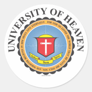 Universiteit van Heaven kleurful school emblem Ronde Sticker