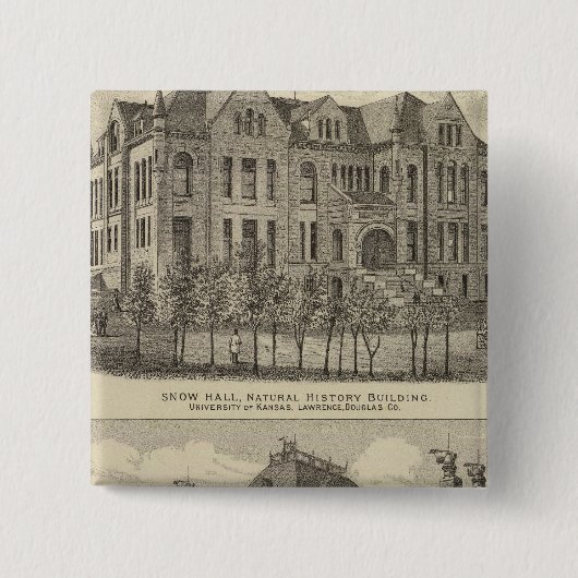 Universiteit van Kansas Vierkante Button 5,1 Cm (Voorkant)