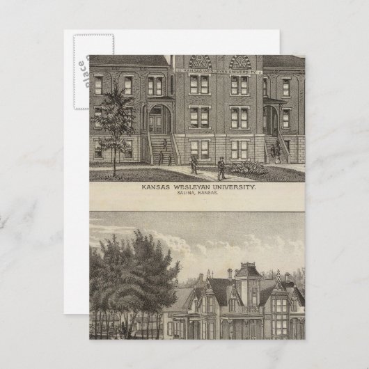 Universiteit van Kansas Wesleyan Briefkaart (Voorkant / Achterkant)