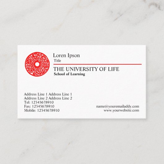 Universiteit van Leven - Rode Regel Visitekaartje (Voorkant)