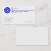 Universiteit van Life - Blauwe Regel Visitekaartje (Voorkant / Achterkant)
