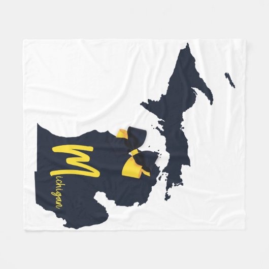 Universiteit van Michigan State kaart blauw en gee Fleece Deken (Voorkant (Horizontaal))