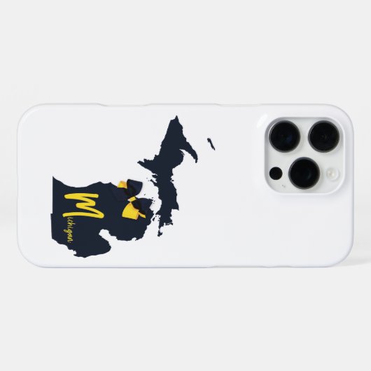 Universiteit van Michigan State kaart blauw en gee iPhone Hoesje (Achterkant horizontaal)