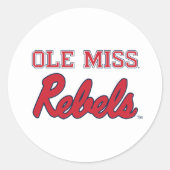 Universiteit van Mississippi | Ole Miss Rebels Ronde Sticker (Voorkant)