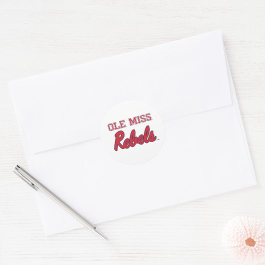 Universiteit van Mississippi | Ole Miss Rebels Ronde Sticker (Envelop)