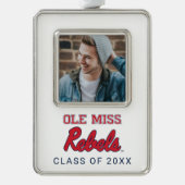 Universiteit van Mississippi | Ole Miss Rebels Verzilverd Omlijst Ornament (Voorkant)